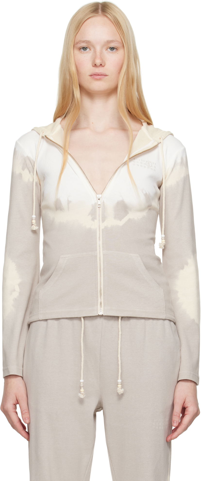 Світшоти Maison Margiela MM6 Maison Margiela Interlock Cotton Jersey Zip-Up Hoodie бежевий | S62HG0028 M20110