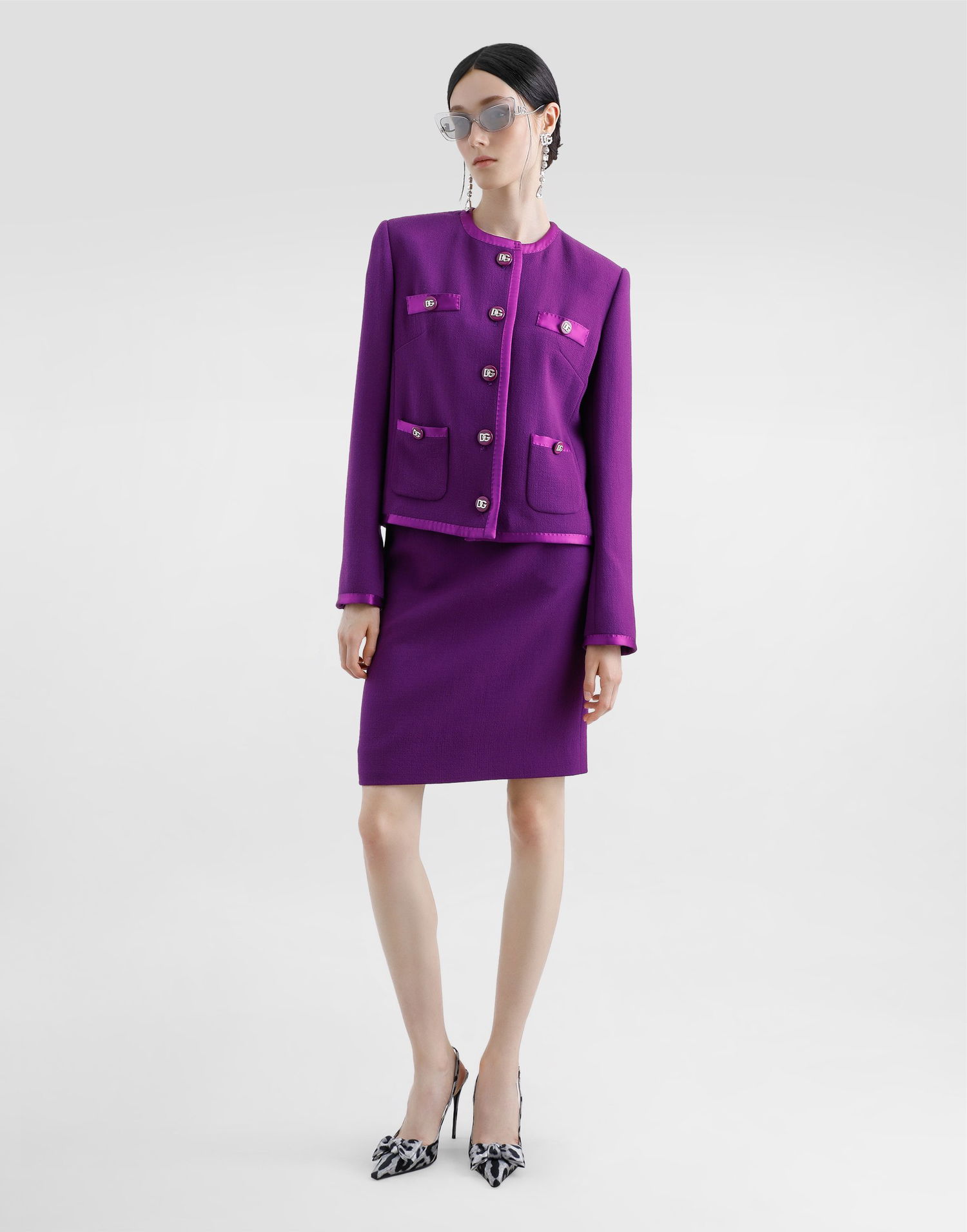 Спідниця Dolce & Gabbana Dolce & Gabbana Wool Crepe Midi Pencil Skirt Фіолетовий | F4C1ETFU2TZF0373, 1