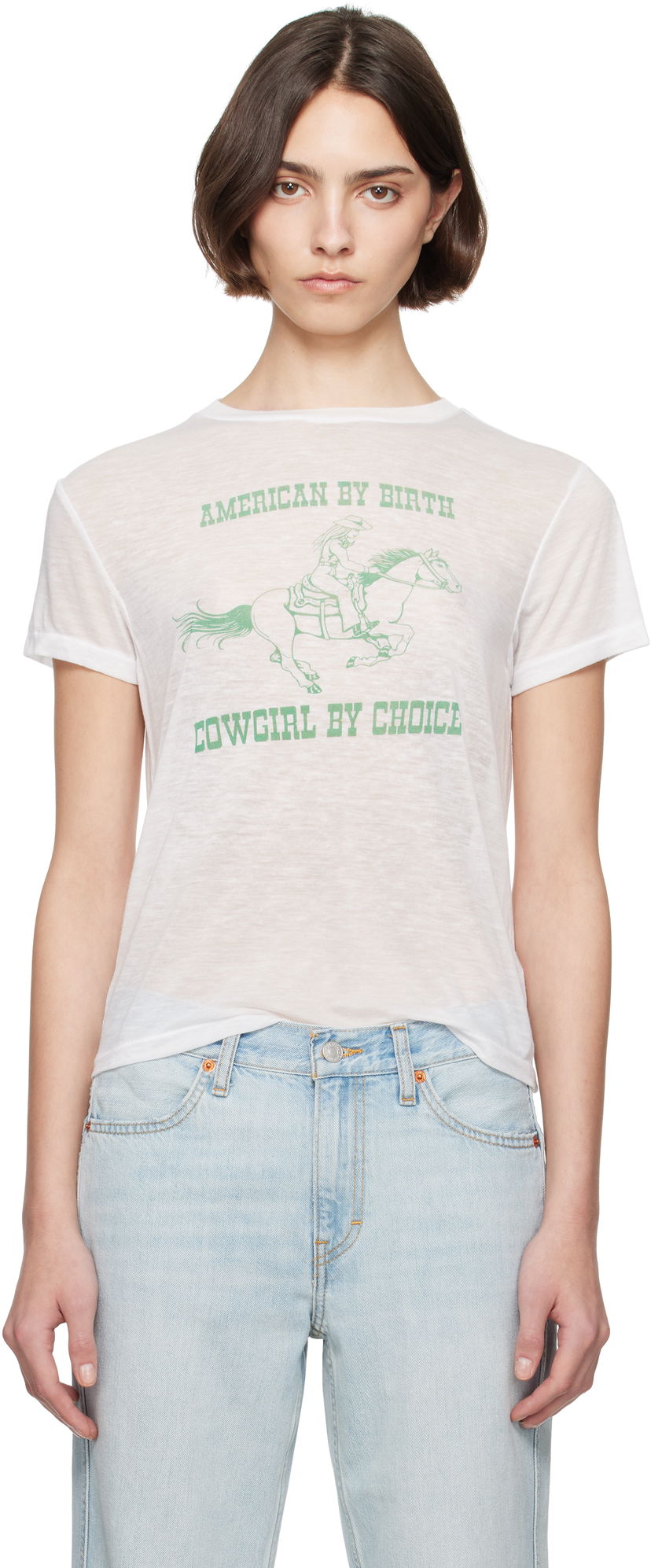 Футболка RE/DONE Re/Done Classic Burnout 'Cowgirl' T-Shirt білий | 792-02WCGT334