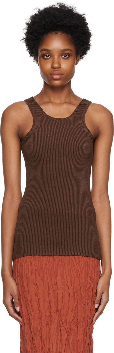 Безрукавка TOTEME Curved Compact Tank Top Коричневий | 223-592-320