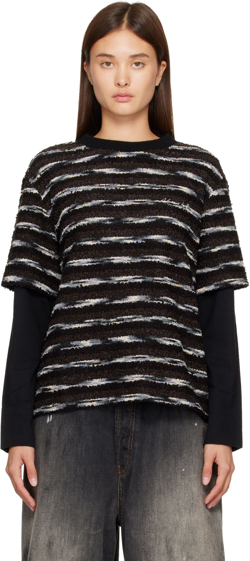 Cветр Andersson Bell Textured Striped Short-Sleeve Layered Sweater Різнокольоровий | atb1373u