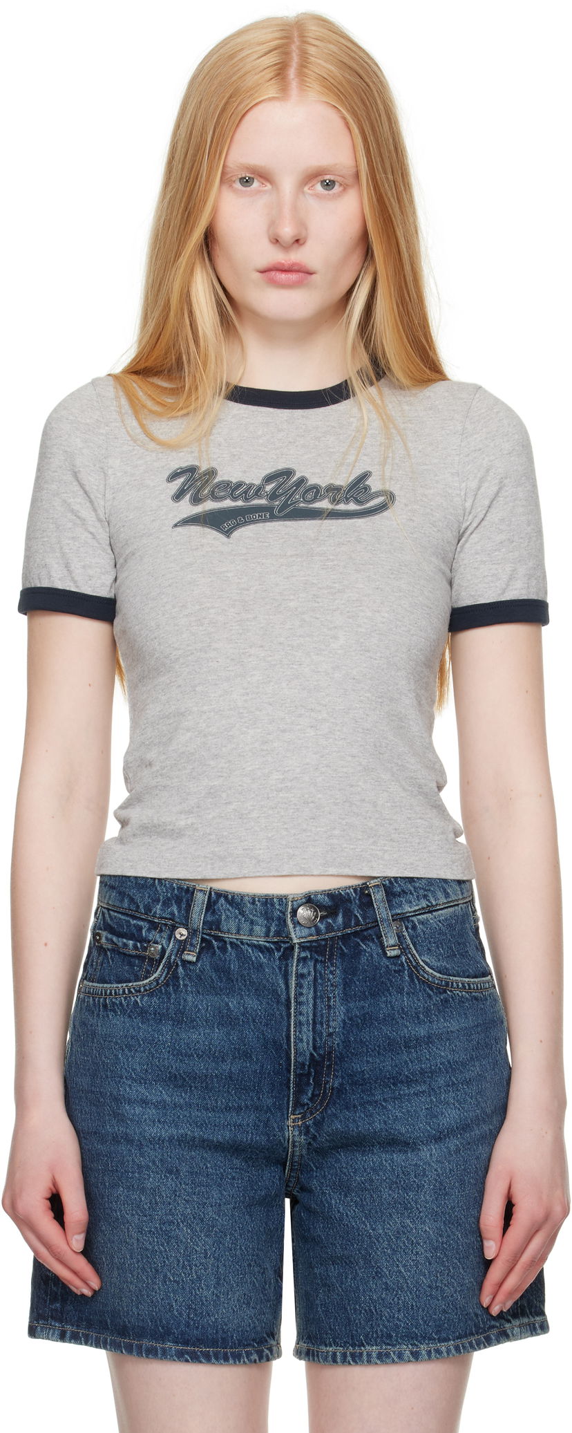 Футболка rag & bone Rag & Bone Mica Ringer T-Shirt Сірий | WCC25PT033MI35