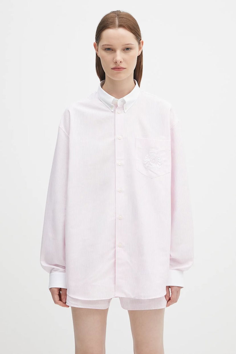 Сорочка Sporty & Rich Sporty & Rich H&W Crest Oversized Oxford Shirt Рожевий | SI025620243ST64