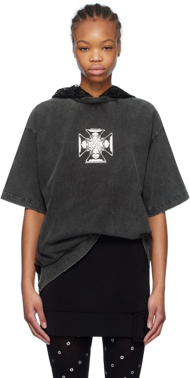 Футболка We11done We11done Heart Cross Graphic Hooded T-Shirt Сірий | WD-TH0-25-842-U-BK, 0