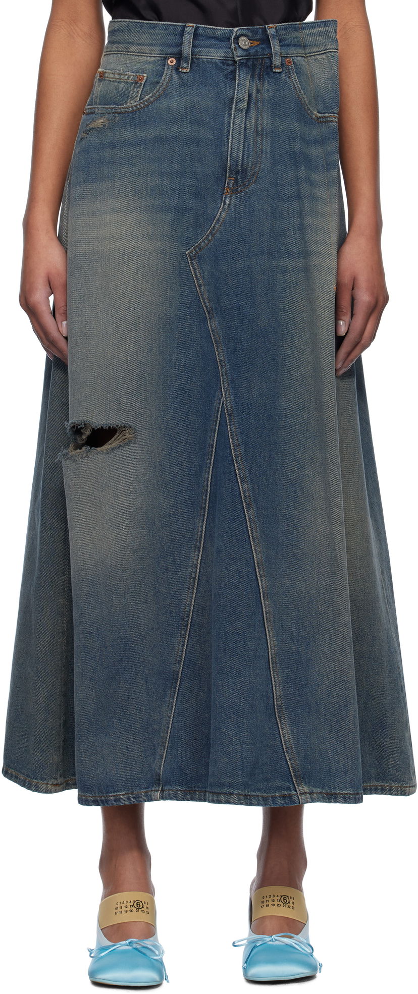 Спідниця Maison Margiela Maison Margiela Darting Denim Midi Skirt Синій | S52ME0022 M30017