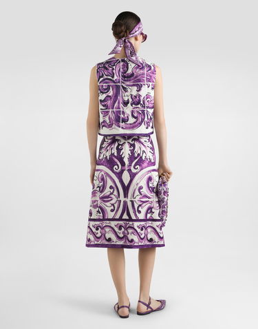 Спідниця Dolce & Gabbana Dolce & Gabbana Majolica Print A-Line Skirt Фіолетовий | F4C4VTFP9AKHP5DQ, 2