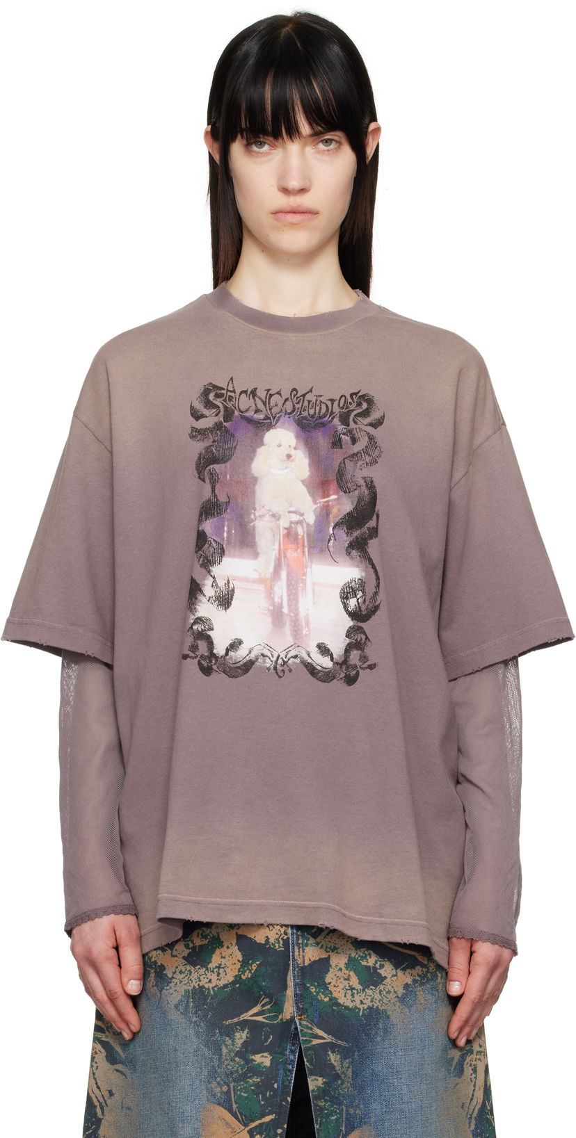 Футболка Acne Studios Acne Studios Layered Poodle Print T-Shirt Фіолетовий | AL0454-