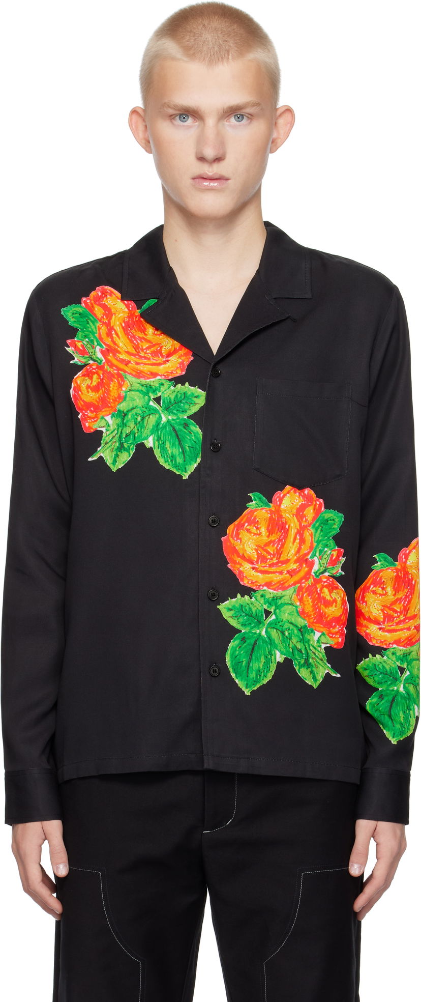 Сорочка Soulland Floral Print Shirt чорний | 42076-1313