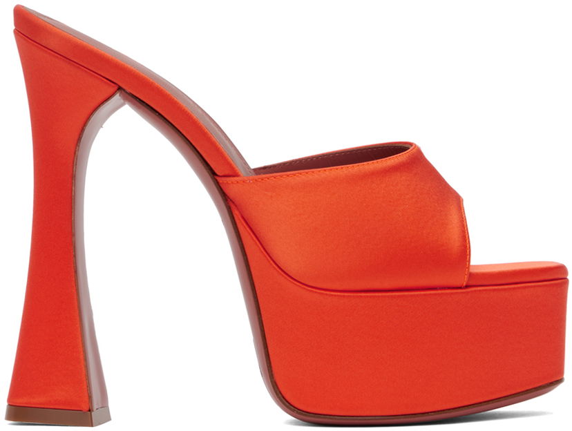 Догляд за взуттям Amina Muaddi Amina Muaddi Dalida Heeled Satin Platform Sandals Помаранчевий | DALIDA SANDAL PLATEAU SATIN