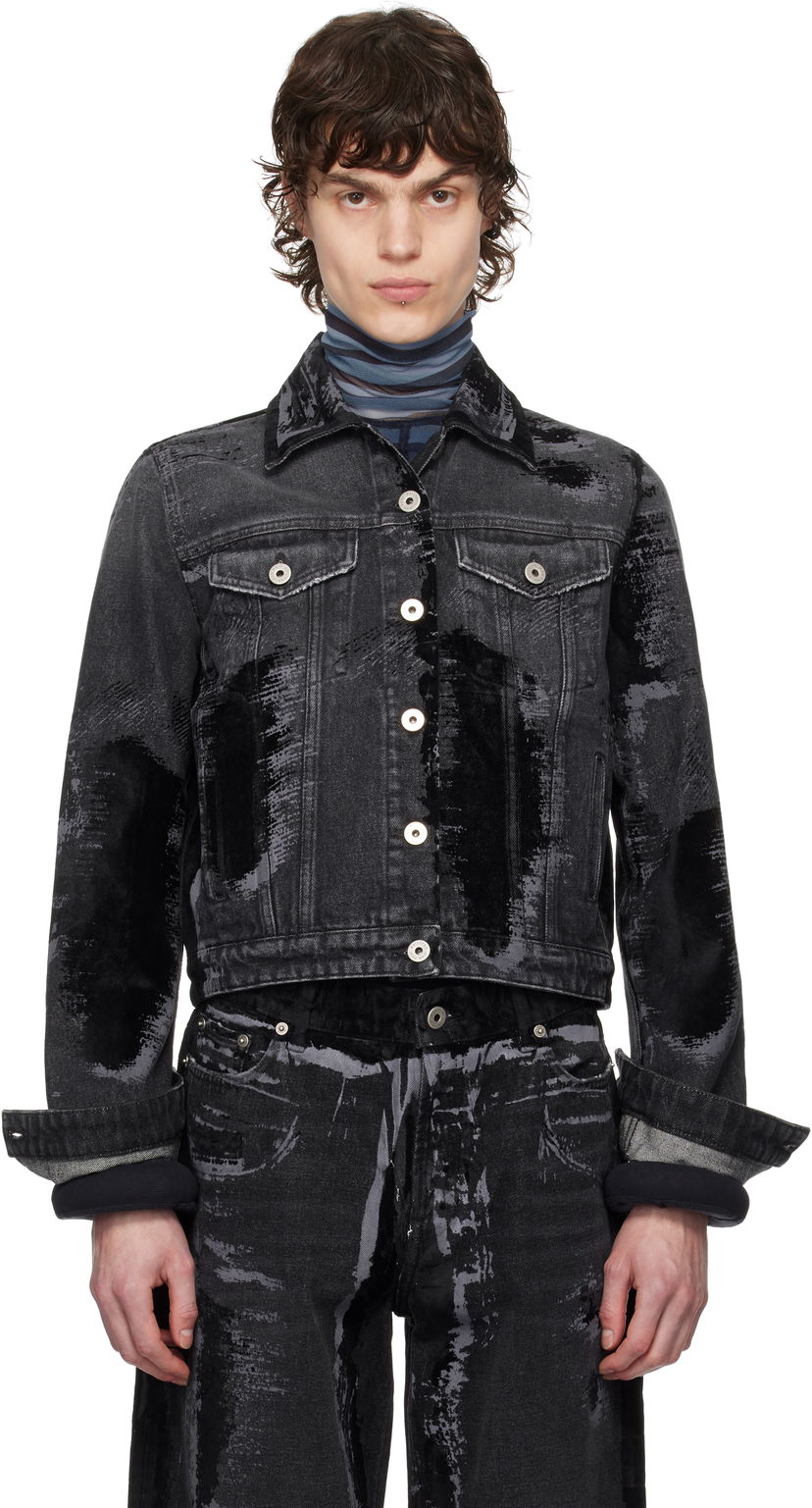 Куртка бомбер Jean Paul Gaultier Jean Paul Gaultier 'The Flocked' Denim Jacket чорний | 25/33-F-VE094-D016-06