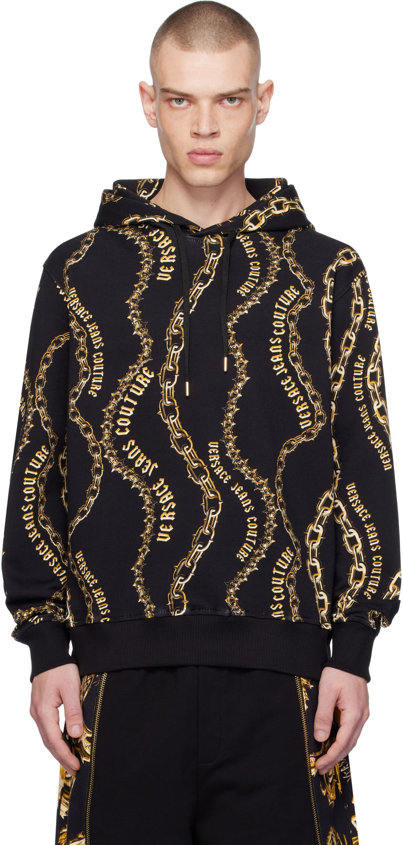 Світшоти Versace Chain Couture Print Hoodie чорний | E77GAI3H0_EFS160