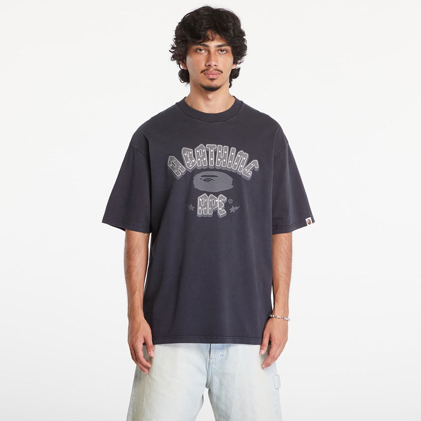 Футболка BAPE A BATHING APE Garment Dye Rhinestone Logo Relaxed Fit Short Sleeve Tee Charcoal Сірий | 001CSK801312M CHA