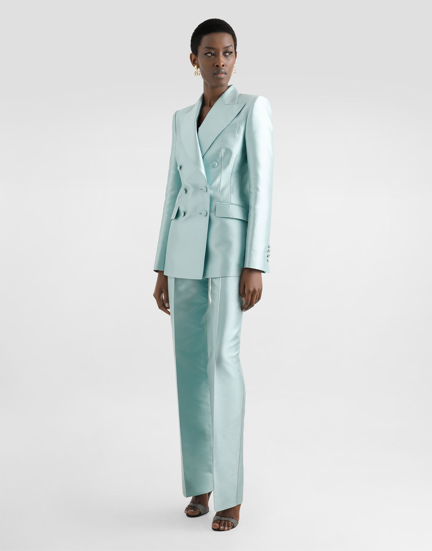 Штани Dolce & Gabbana Dolce & Gabbana Shantung Silk Trousers Бірюзовий | FTDDWTFU1JKB0276, 1