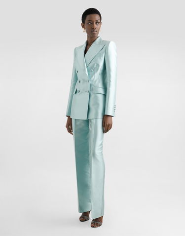 Штани Dolce & Gabbana Dolce & Gabbana Shantung Silk Trousers Бірюзовий | FTDDWTFU1JKB0276, 1