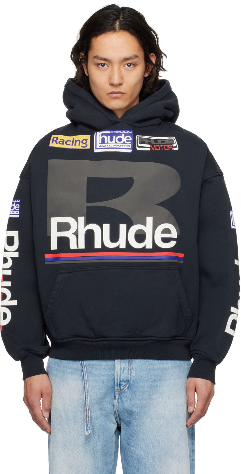 Світшоти Rhude Rhude Petrol Patch Hoodie темно-синій | RHSS25HO04012