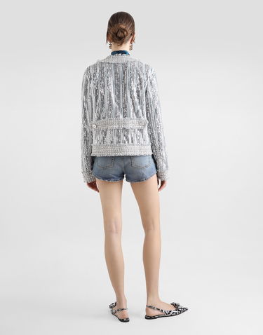 Куртка Dolce & Gabbana Dolce & Gabbana Tulle Gabbana Jacket with Sequin Embroidery Сірий | F27DLTFLSKCS0998, 2