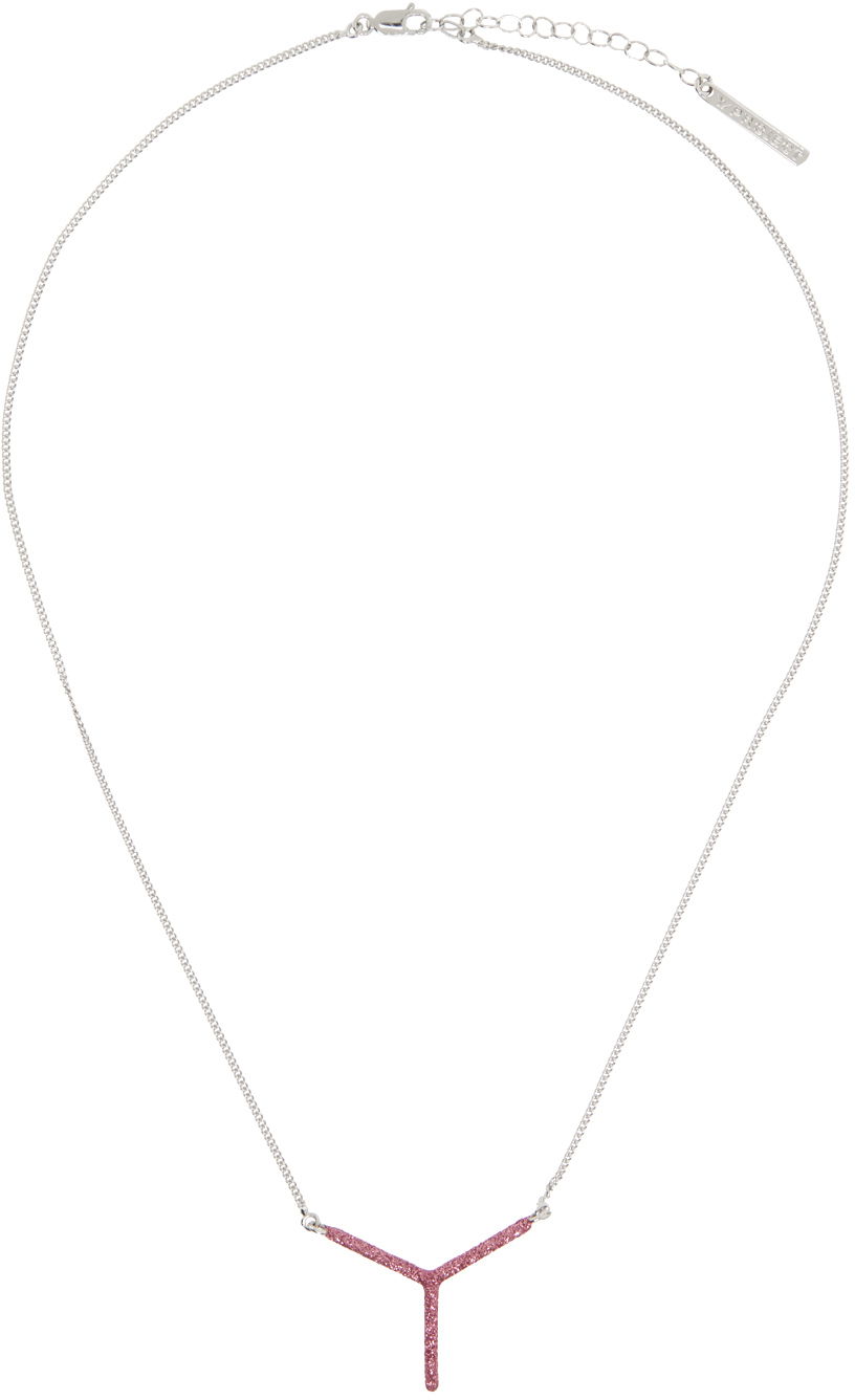 Кольє Y/PROJECT Silver & Pink Mini Y Necklace Металік | 640NE001