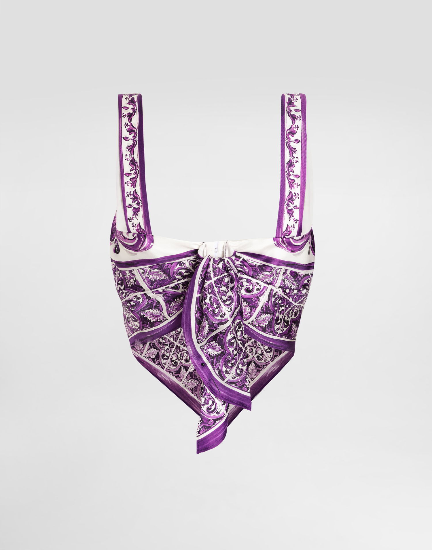 Безрукавка Dolce & Gabbana Dolce & Gabbana Majolica-Print Silk Cami Top Фіолетовий | F7BB0THI1T1HP5DQ, 1