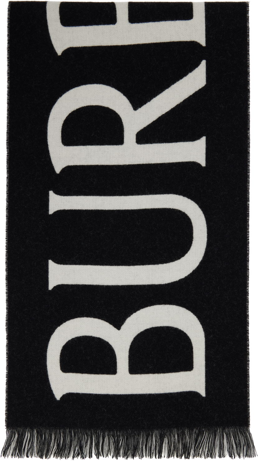 Шарф Burberry Burberry Text Wool Scarf чорний | 8109563