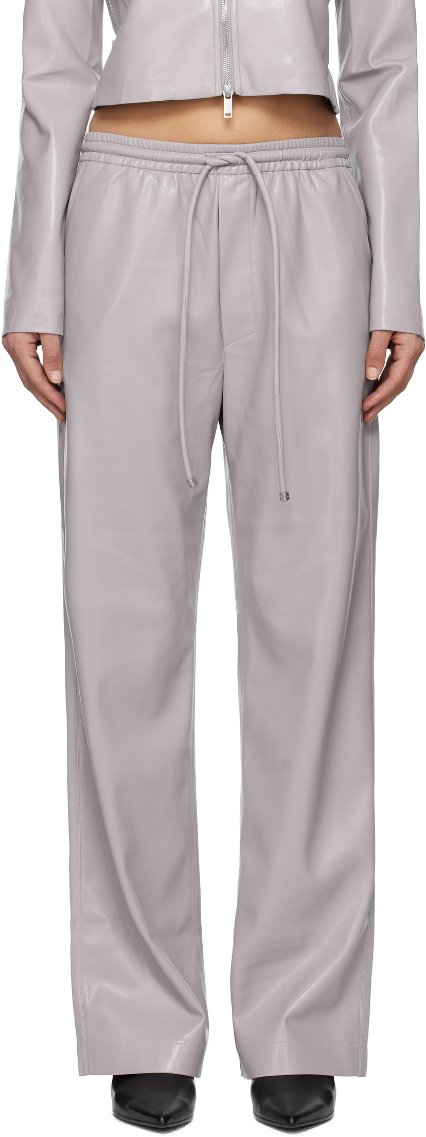 Штани Nanushka Nanushka Calie Faux Leather Trousers Сірий | NW25RSPA06492
