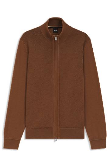 Cветр BOSS Virgin Wool Zip-Up Cardigan Коричневий | 50543153