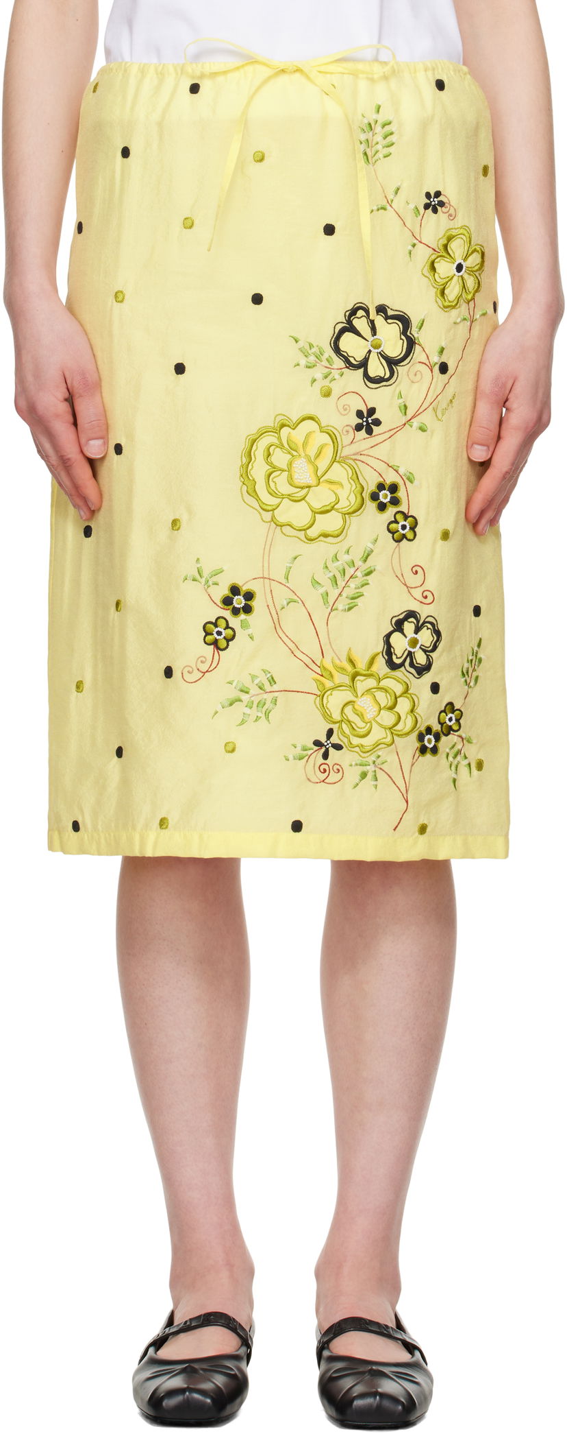 Спідниця KENZO Kenzo Paris 'KENZO Peonies' Embroidered Straight Midi Skirt Жовтий | FF52JU3029CD