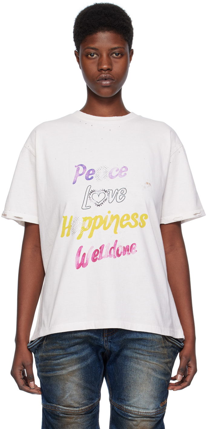 Футболка We11done We11done Lettering Distressed T-Shirt білий | WD-TT0-24-705-U-WH