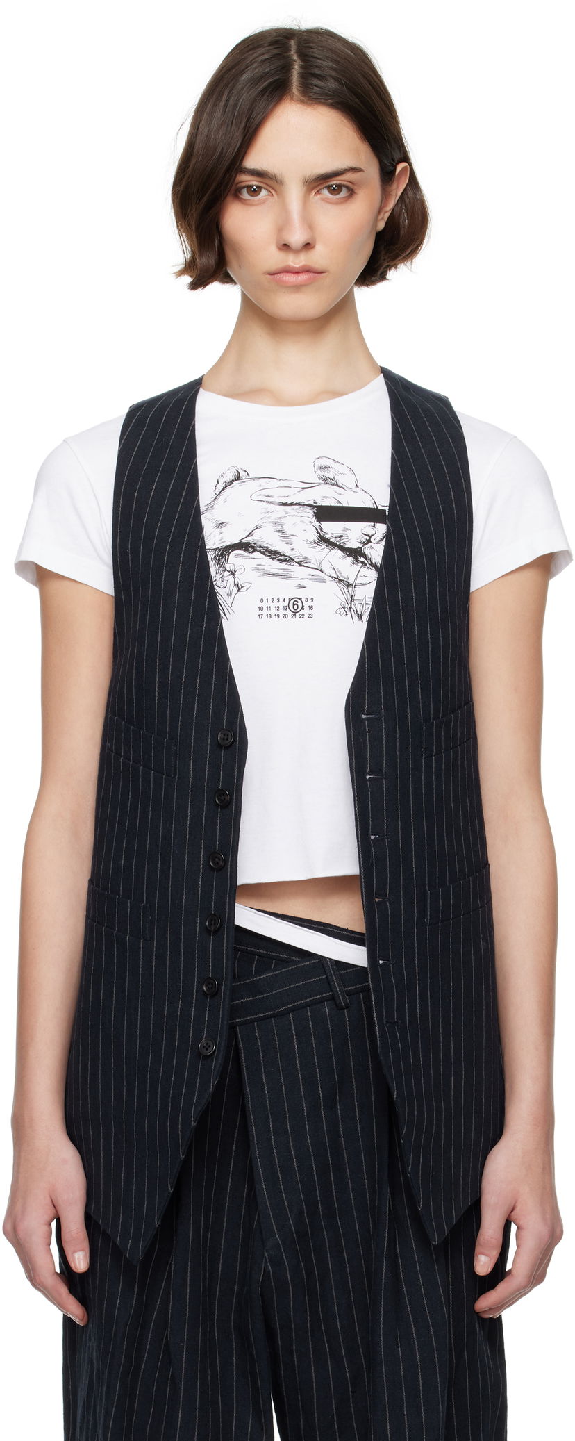 Жилет R13 R13 Pinstripe Elongated Vest темно-синій | R13WR400-R513A