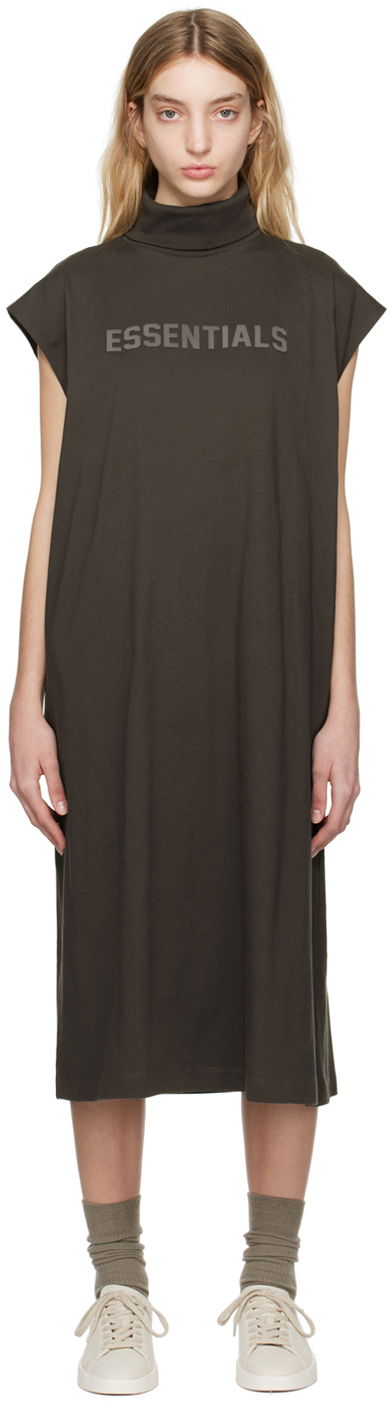 плаття Fear of God ESSENTIALS Sleeveless Turtleneck Midi Dress Коричневий | 125BT225030FW