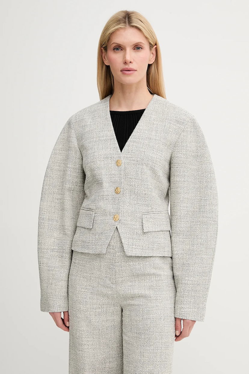 Жилет Nanushka Nanushka Kiyo Cropped Tweed Jacket Сірий | NW25SSOW30199
