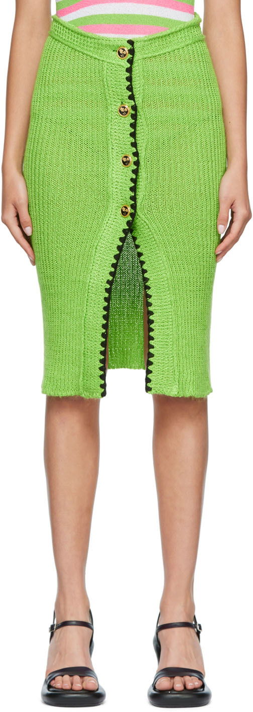 Спідниця CORMIO Knit Midi Skirt With Front Slit Зелений | LAURA SKIRT