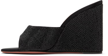Аксесуари Amina Muaddi Amina Muaddi Lupita Crystal Wedge Heeled Sandals чорний | LUPITA CRYSTAL WEDGE WEDGE SATIN, 2