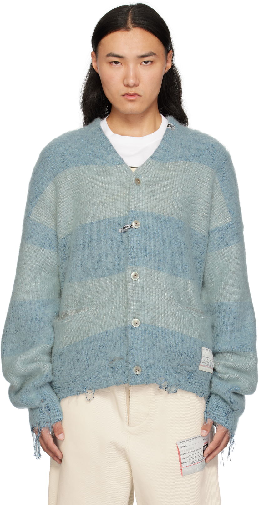Cветр Maison MIHARA YASUHIRO Mohair Knit Cardigan Синій | A13CD511