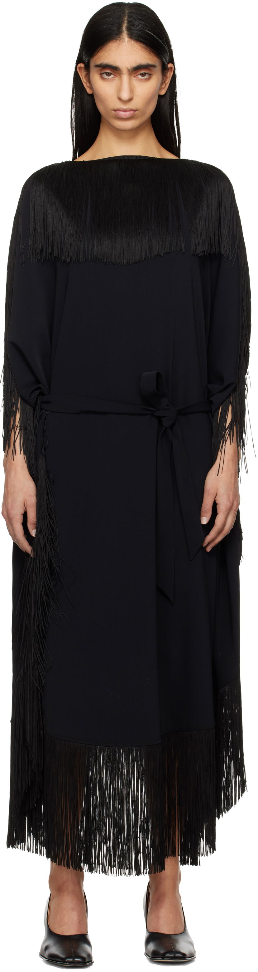 плаття Maison Margiela MM6 Maison Margiela Fluid Fringe Midi Dress чорний | S52DD0061 S37977