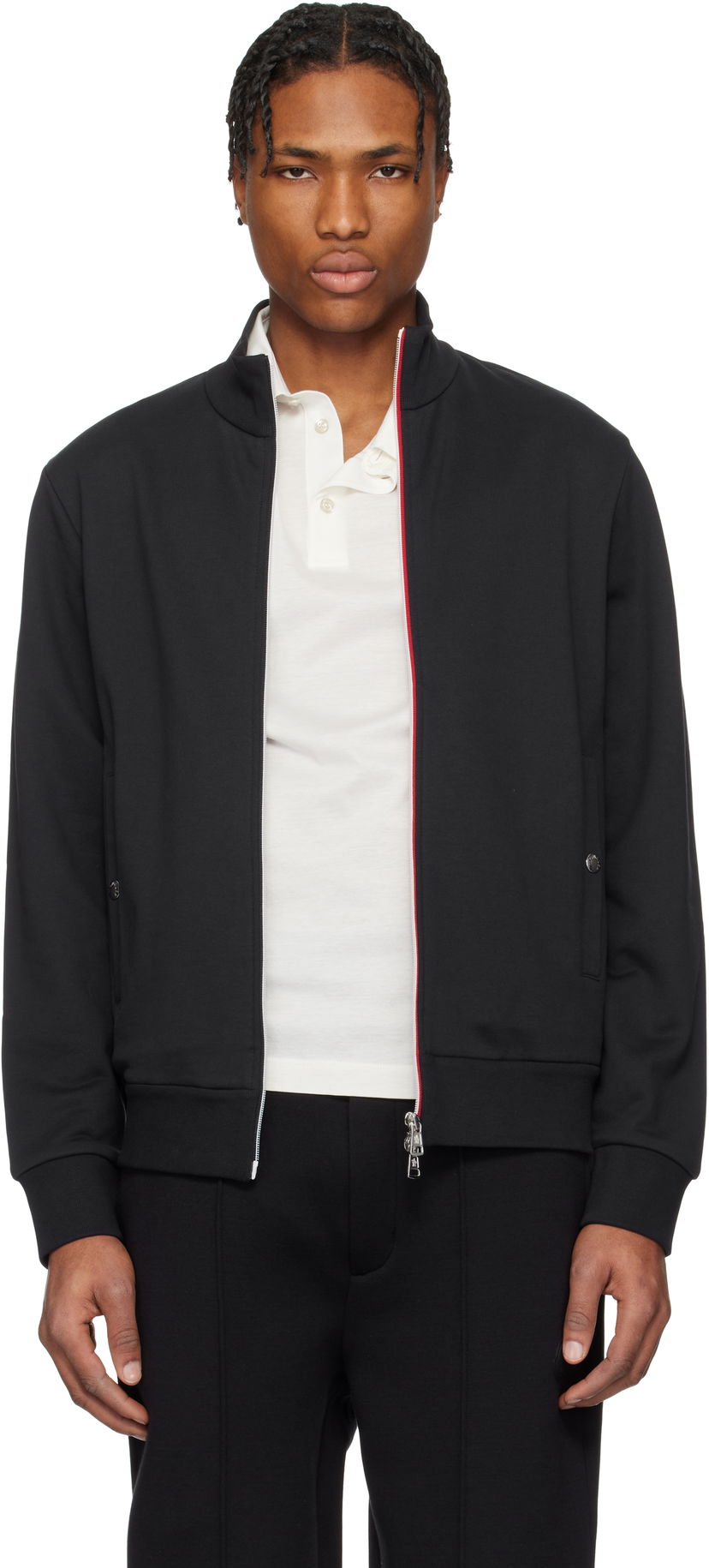 Куртка Moncler Moncler Tricolor-Trimmed Cotton Zip-Up Sweatshirt чорний | K10918G00072809KR