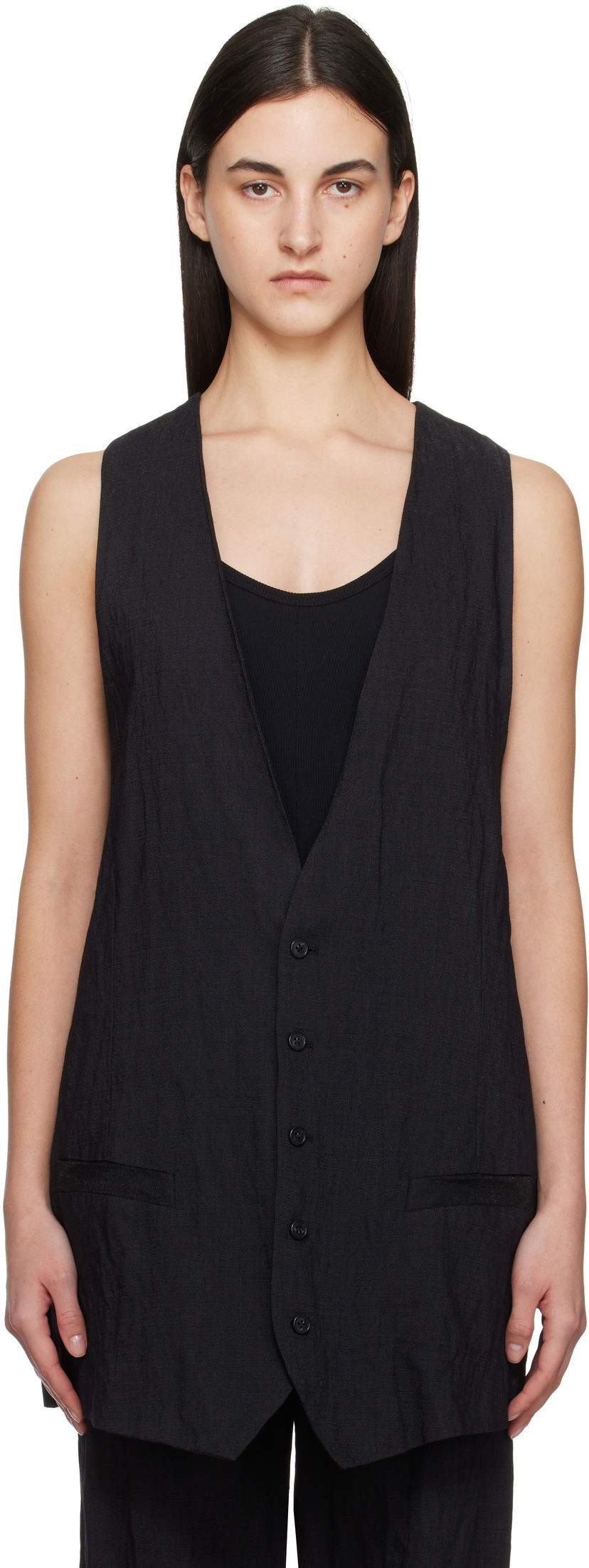 Жилет Maison Margiela MM6 Maison Margiela Crinkled Tailoring Vest чорний | S52FB0093 M35253