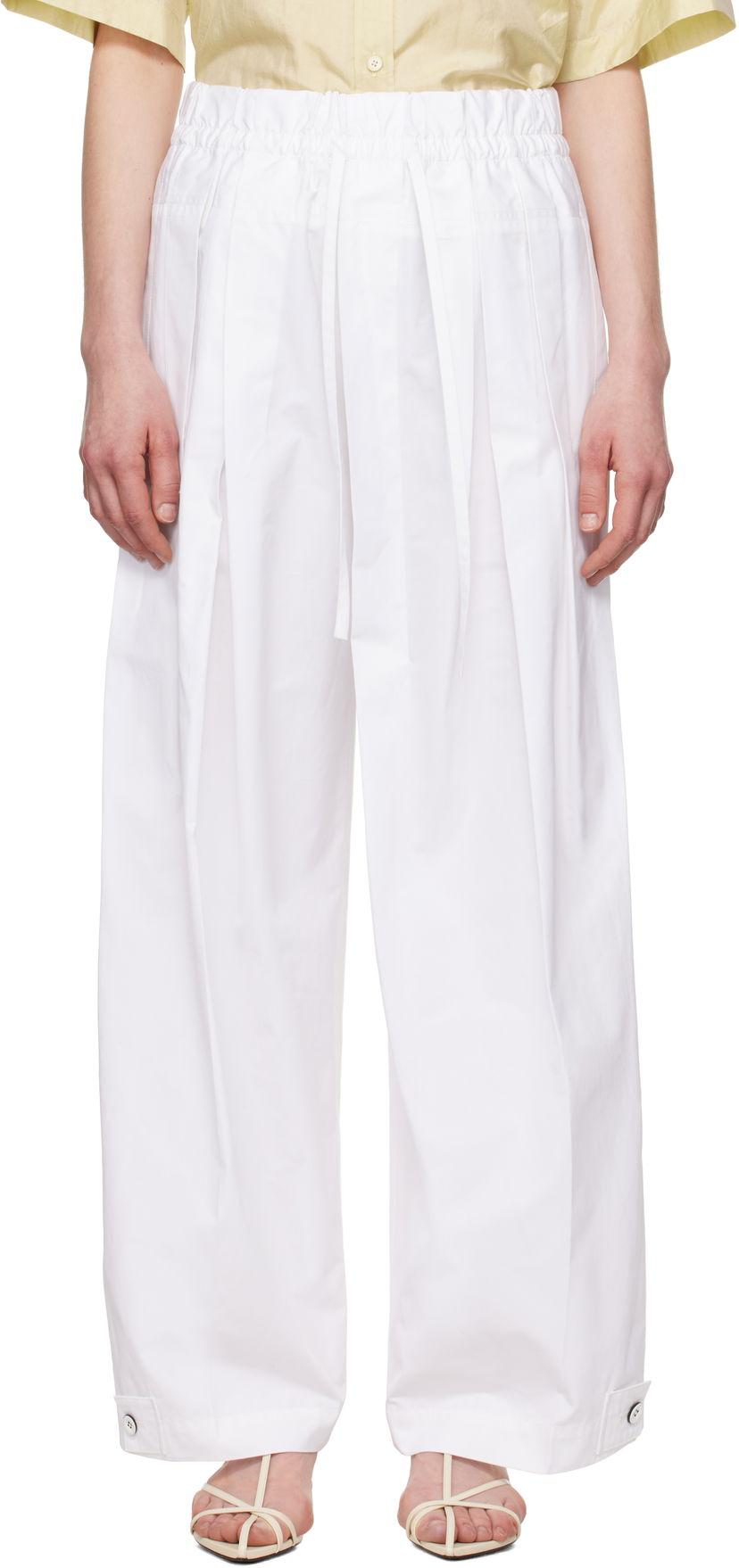 Штани Jil Sander Jil Sander Wide-Leg Trousers білий | J02KA0221_J45002