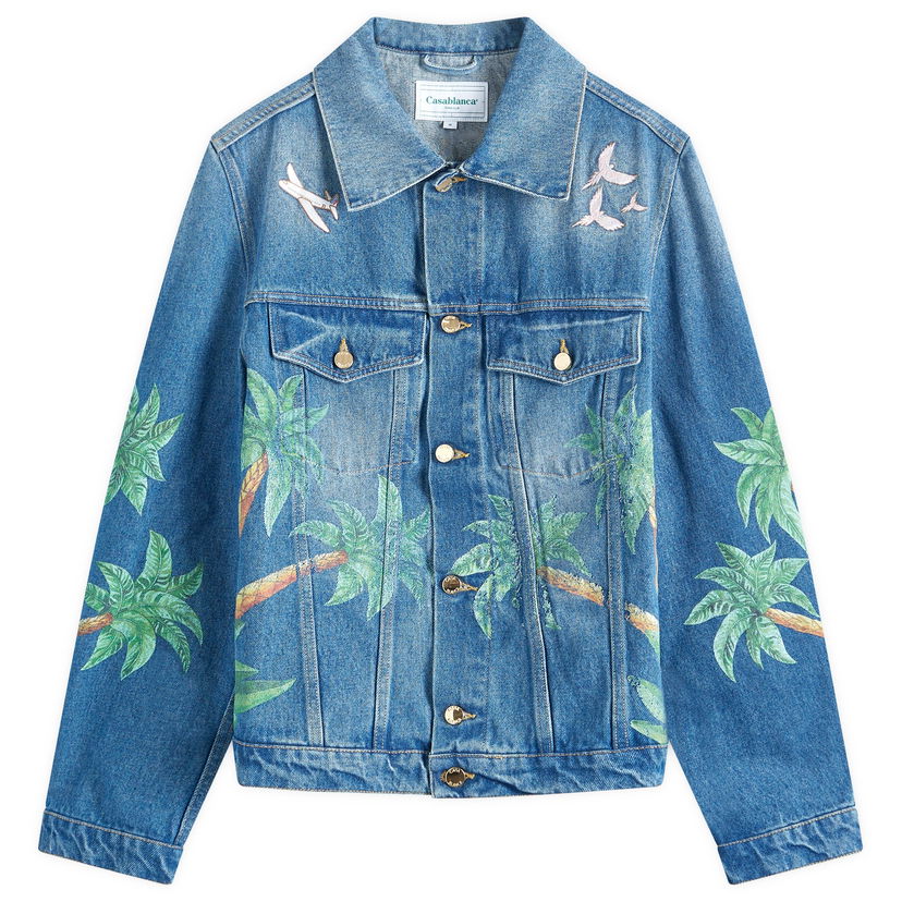 Куртка Casablanca Tennis Club Print Embroidered Denim Jacket Синій | MPF24-JK-310-01