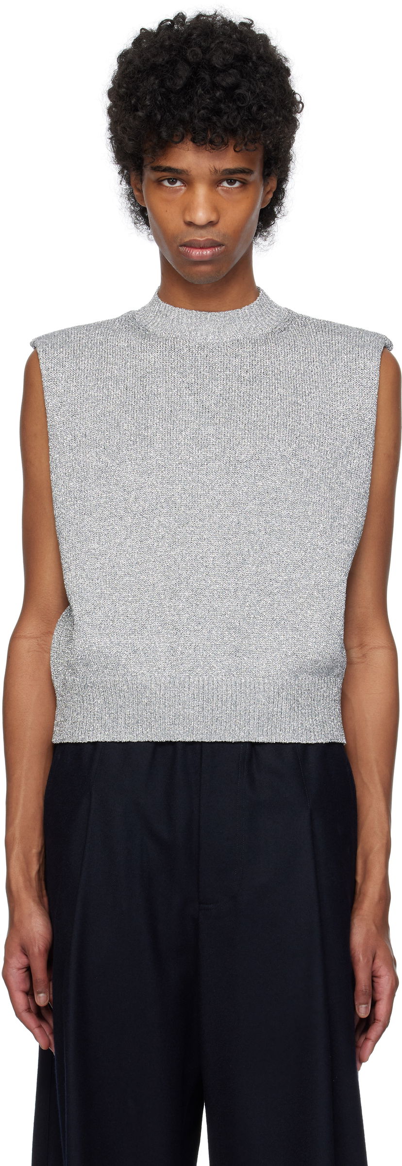 Cветр Dries Van Noten Dries Van Noten Metallic Knit Vest Сірий | 251-021222-1706