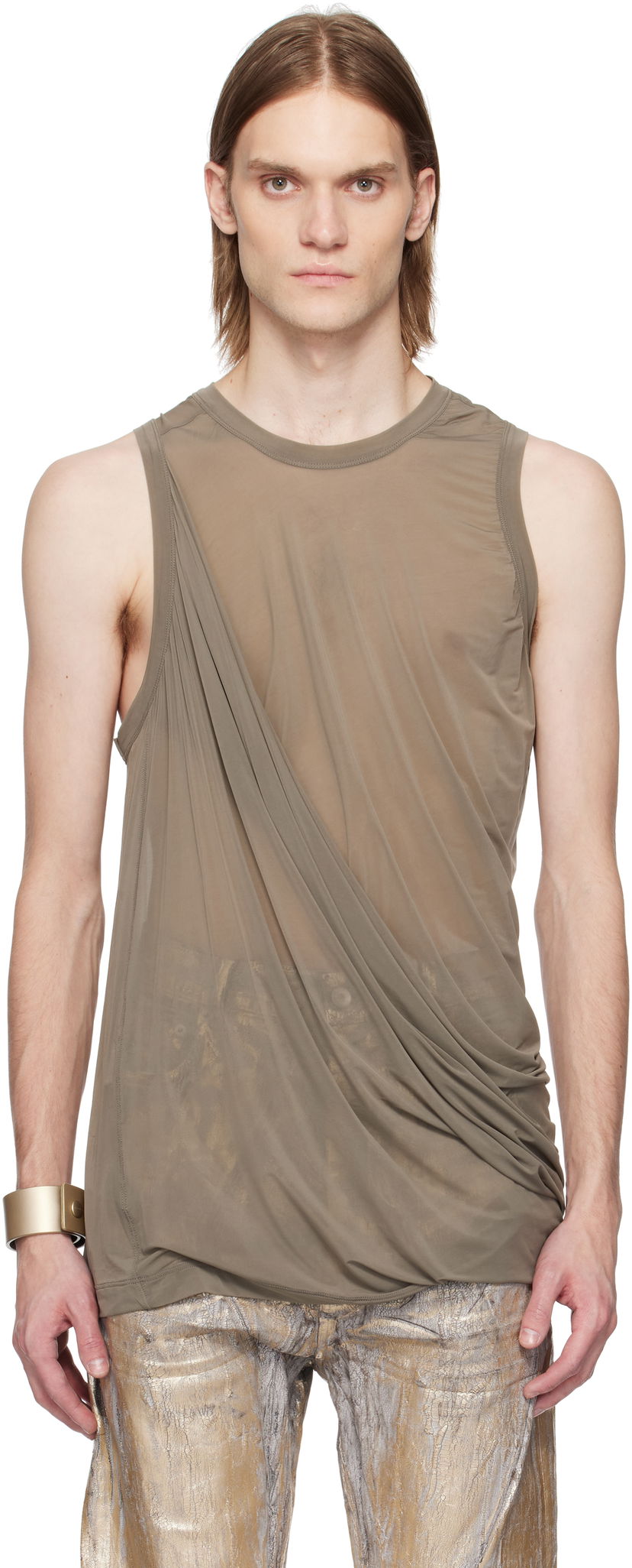 Безрукавка Rick Owens Rick Owens Hollywood Anthem Draped Tank Top Зелений | RR01E5152 BZ