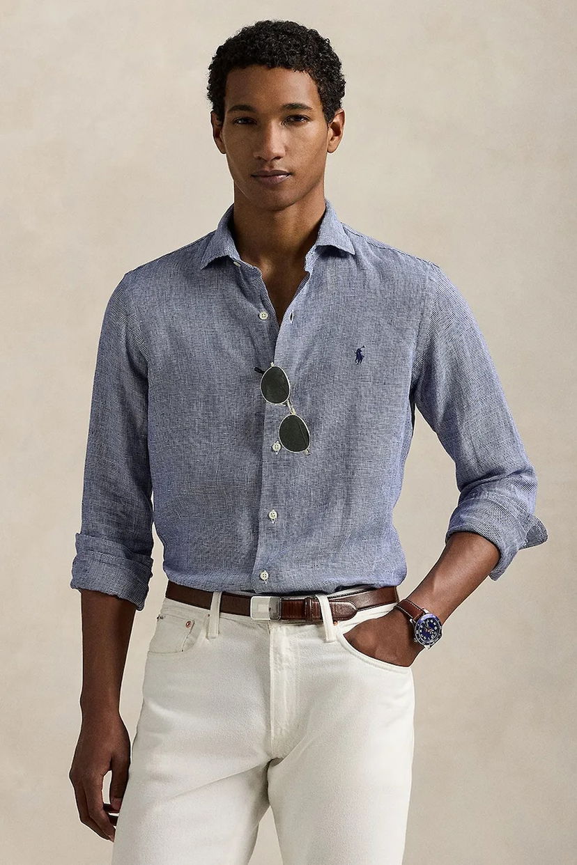 Сорочка Polo by Ralph Lauren Polo Ralph Lauren Linen Shirt, Regular Fit Синій | 710968971