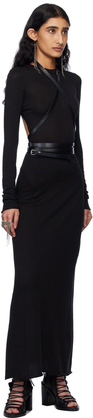 плаття Ann Demeulemeester Ann Demeulemeester Eva Open Back Knitted Maxi Dress чорний | 2510-W-KN20-KN055-099, 4
