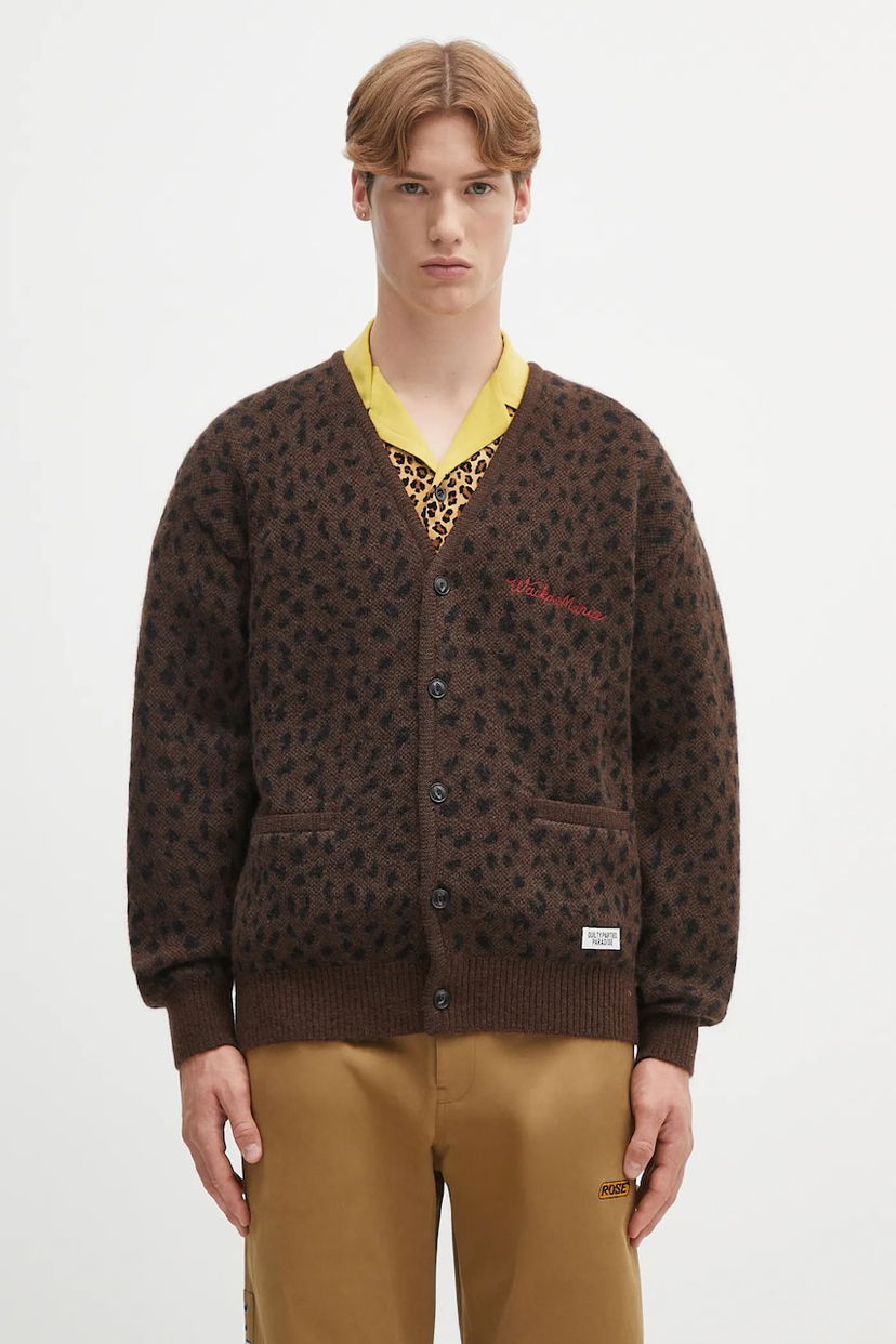 Cветр WACKO MARIA Wacko Maria Leopard Mohair Cardigan Коричневий | 25SS.WMK.KN10
