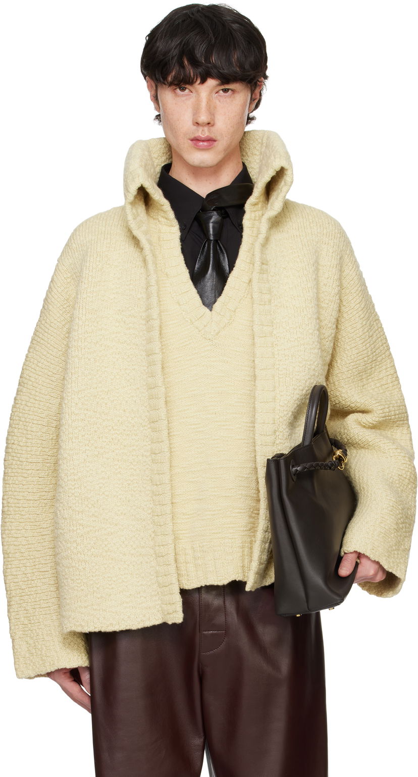 Cветр Bottega Veneta Textured Wool Double Layer Cardigan Жовтий | 810791 V4JY0 9577