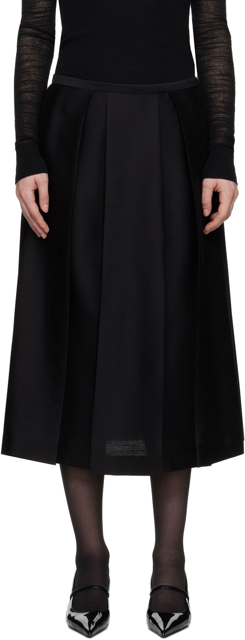 Спідниця TOTEME TOTEME Twinflower Pleated Midi Skirt чорний | 251-WRB0273-FB0324