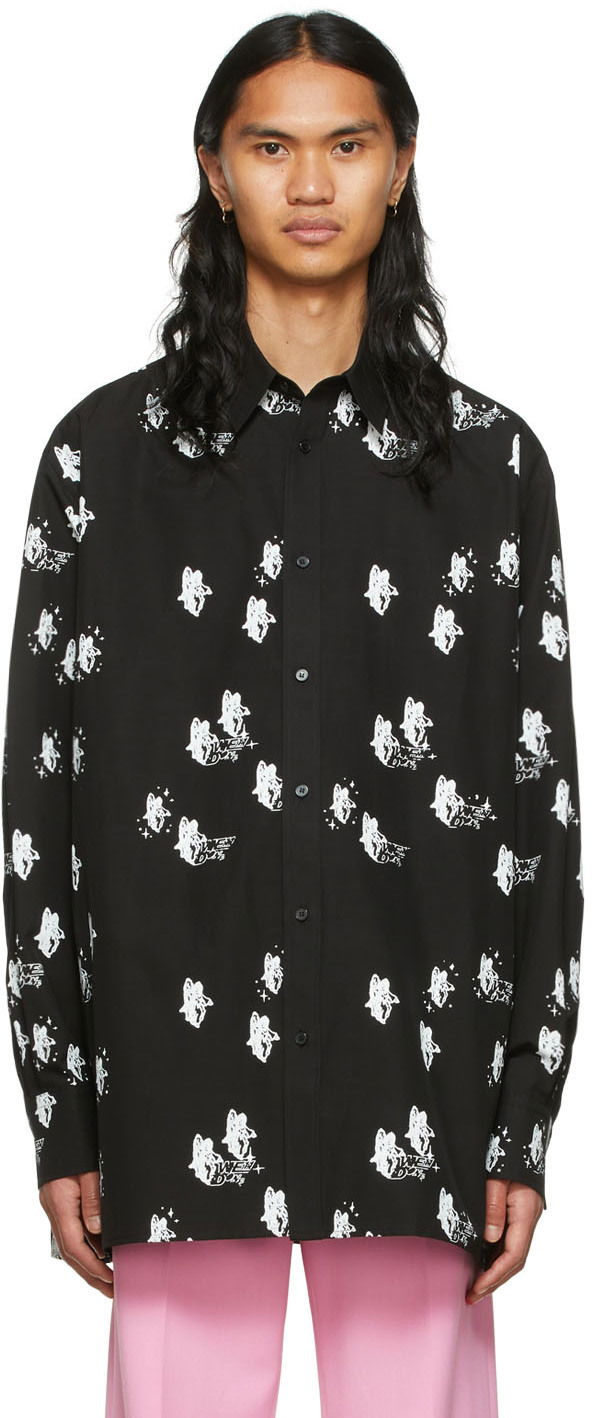 Сорочка We11done Angels Print Shirt чорний | WD-BL1-22-213-U-BK