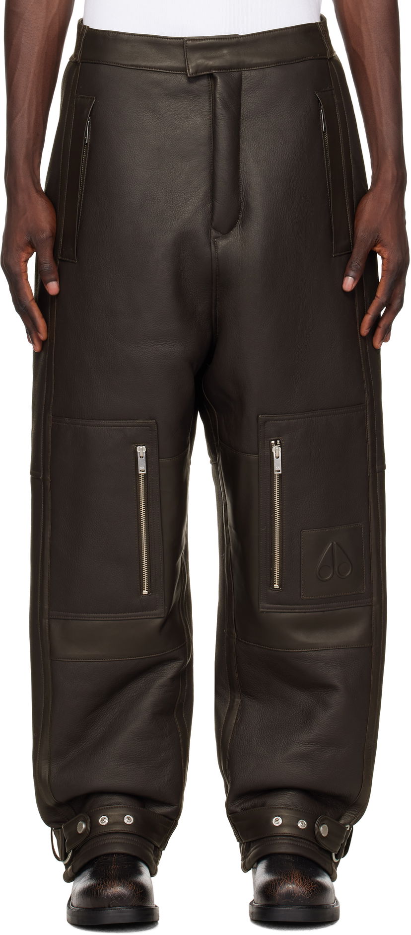 Штани карго Moose Knuckles Leather Cargo Pants Коричневий | M34ML331