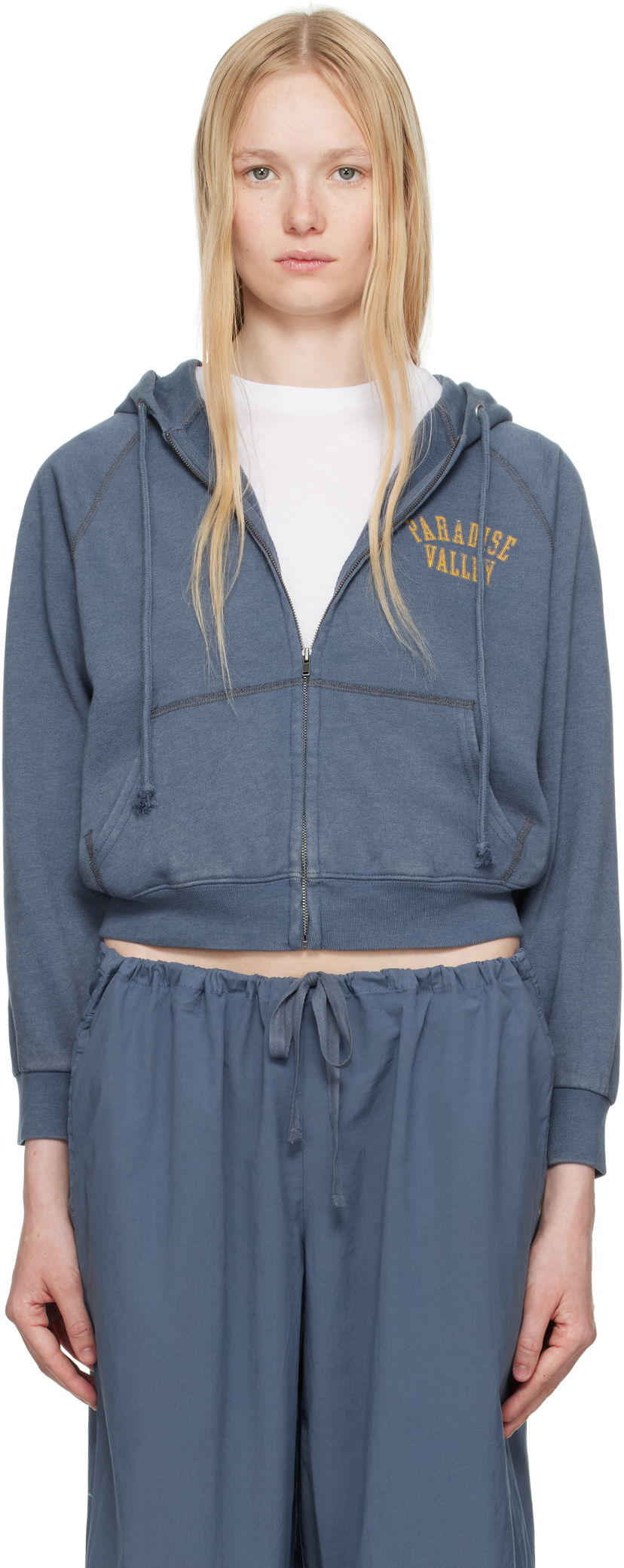 Світшоти SKIMS SKIMS Lightweight Fleece Zip Up Hoodie Синій | PL-PLO-8281W