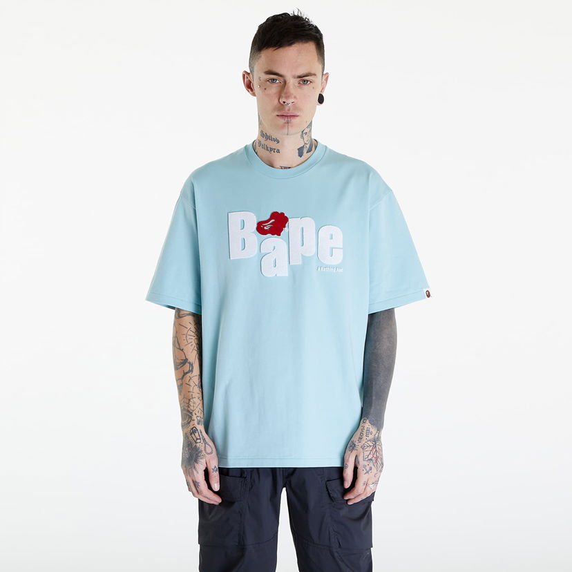 Футболка BAPE A BATHING APE Heart Ape Head Relaxed Fit Tee Sax Синій | 001TEK301343M SAX