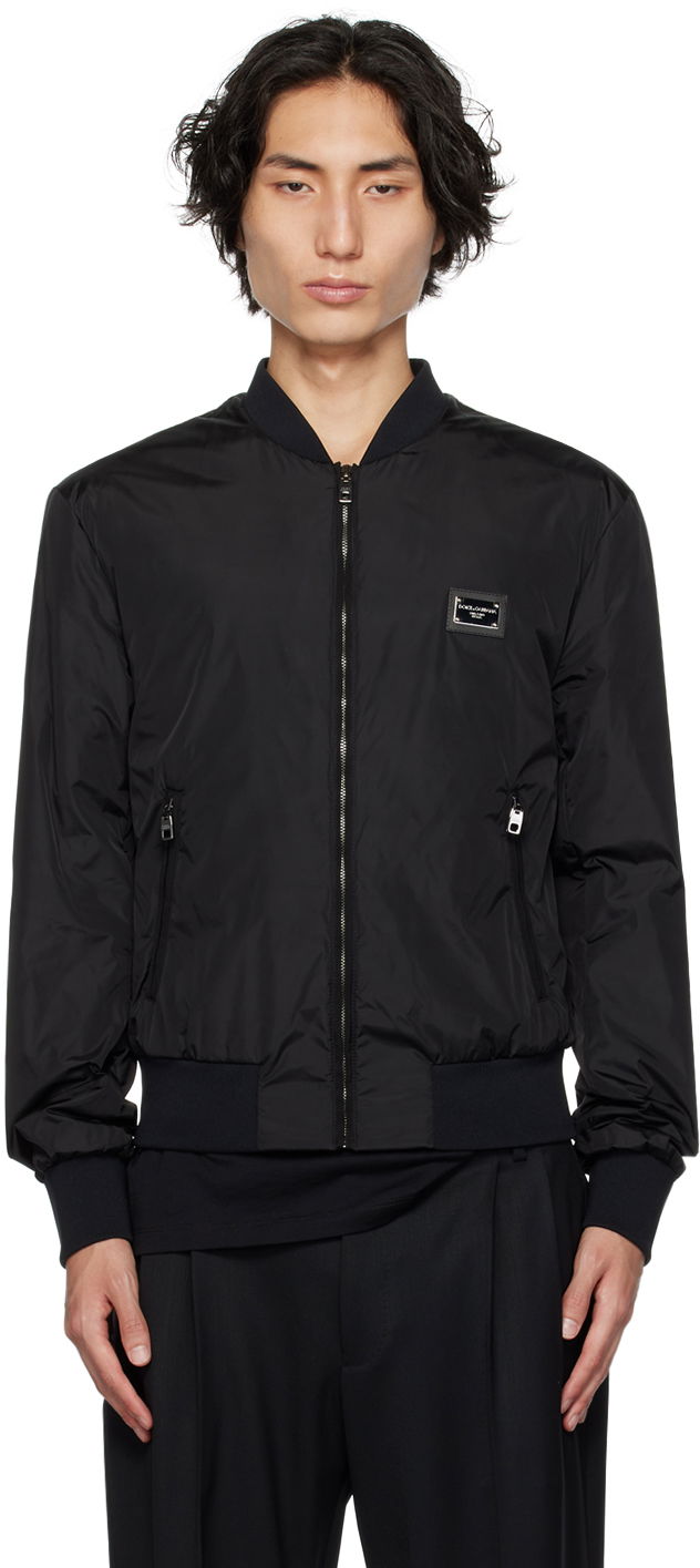 Куртка бомбер Dolce & Gabbana Black Plaque Bomber Jacket чорний | G9ABPTG7F2J